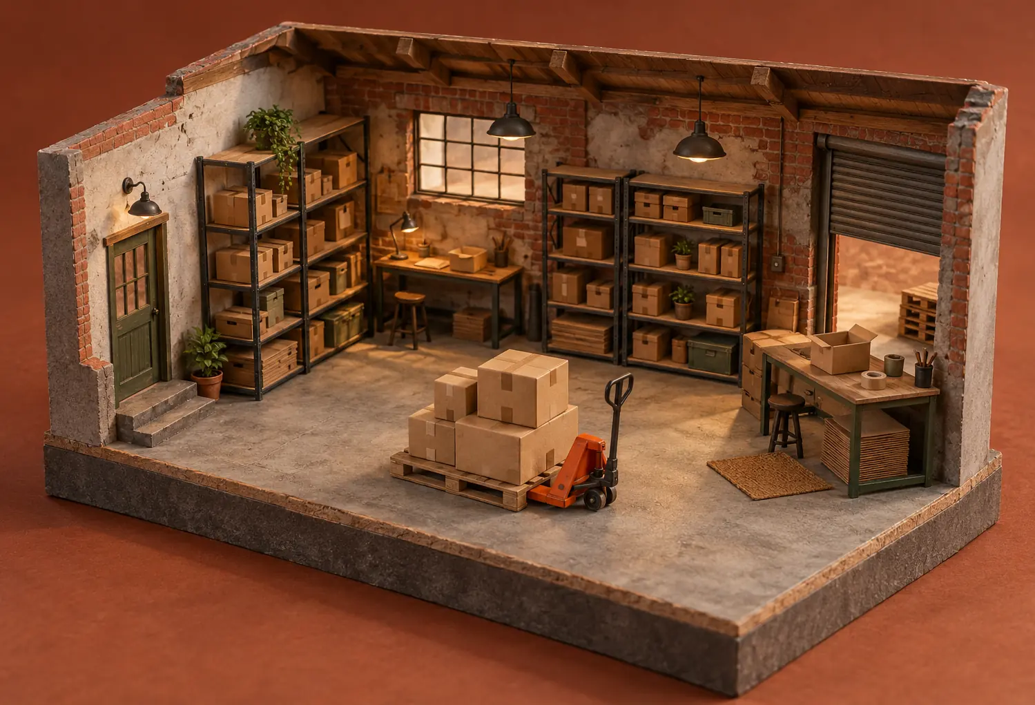 Illustration of warehouse businesses and their working space